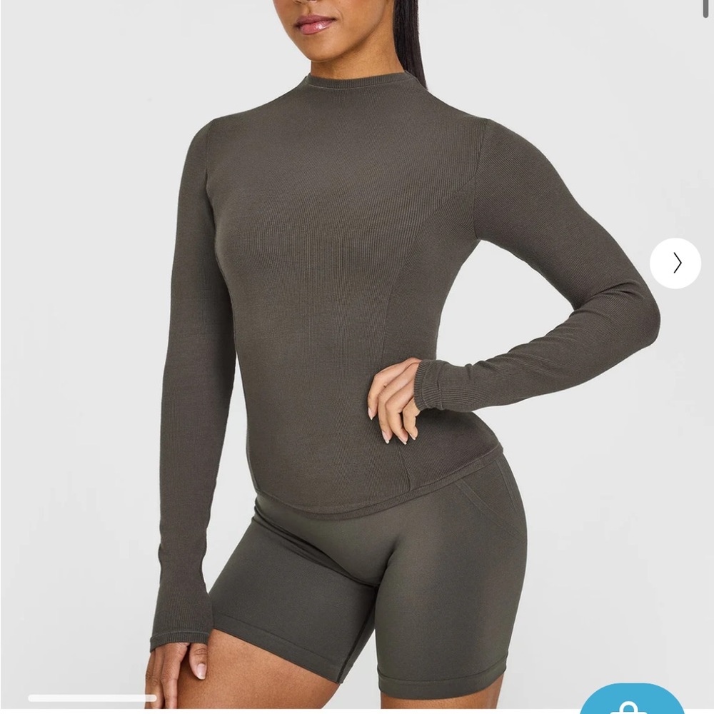 Oner Active MELLOW RIB MOCK NECK LONG SLEEVE TOP Deep Taupe